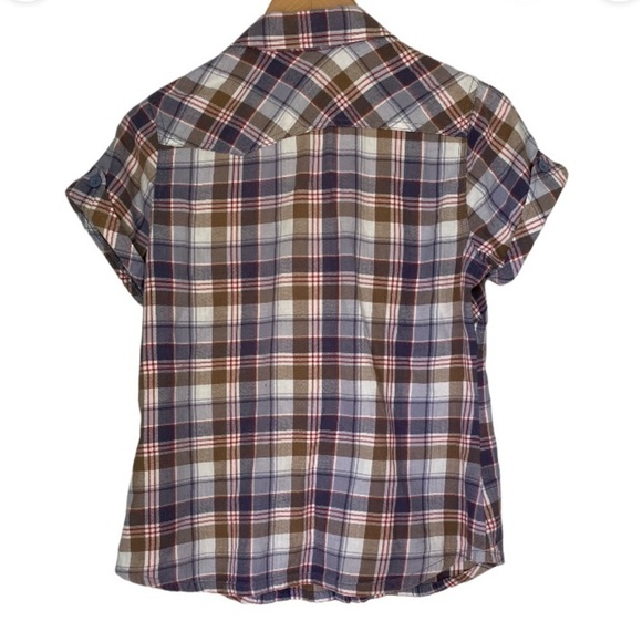 DICKIES Short Sleeve Flannel Button Up Shirt Womens Size Small - Picture 2 of 7